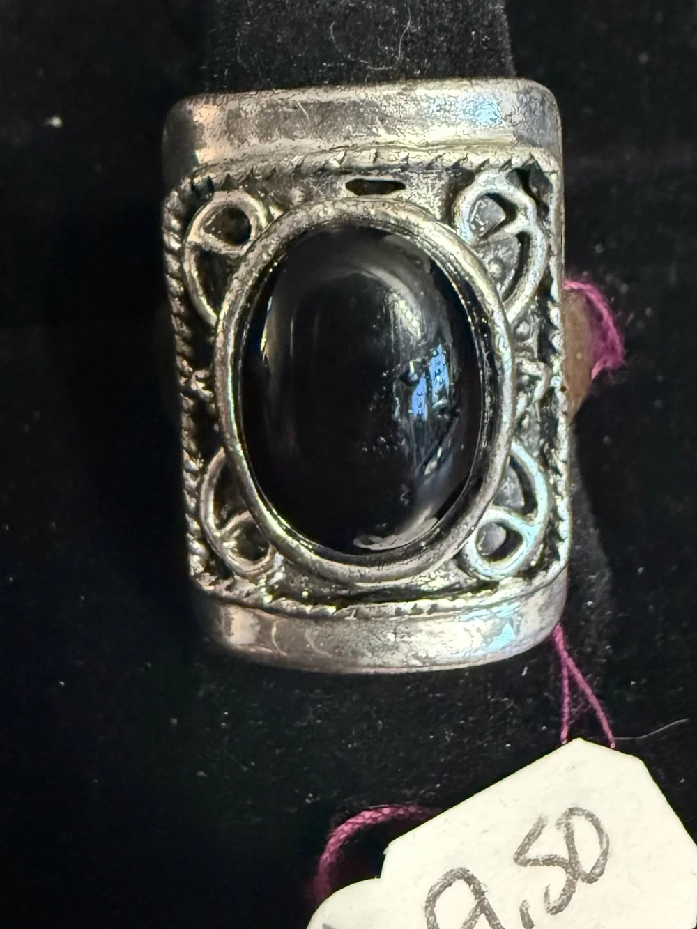 Sterling-Style Black Onyx Statement Ring